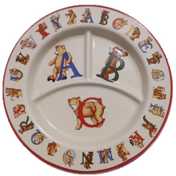 Vintage Tiffany & Co. Alphabet Bears Plate & Mug in Light Cream Made in 1994 - Picture 4 of 8